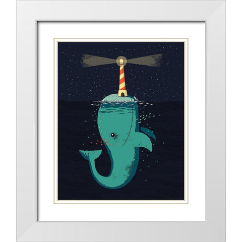 King of The Narwhals White Modern Wood Framed Art Print with Double Matting by Buxton, Michael