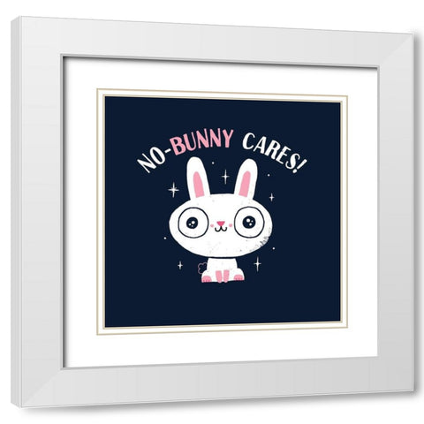 No Bunny Cares White Modern Wood Framed Art Print with Double Matting by Buxton, Michael