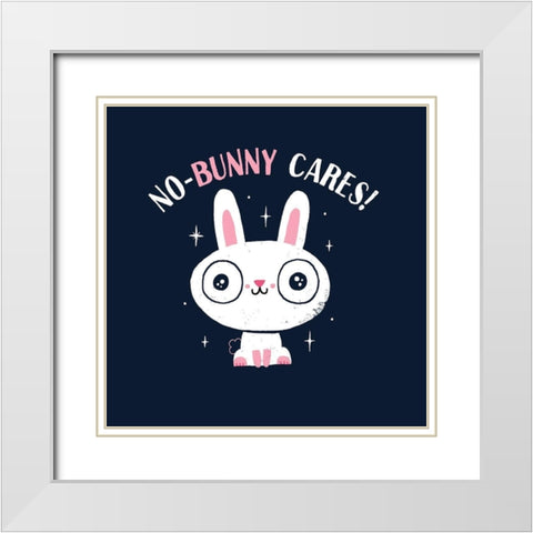 No Bunny Cares White Modern Wood Framed Art Print with Double Matting by Buxton, Michael