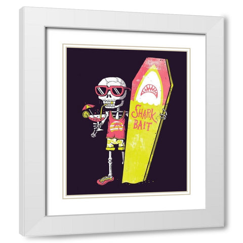 Shark Bait White Modern Wood Framed Art Print with Double Matting by Buxton, Michael