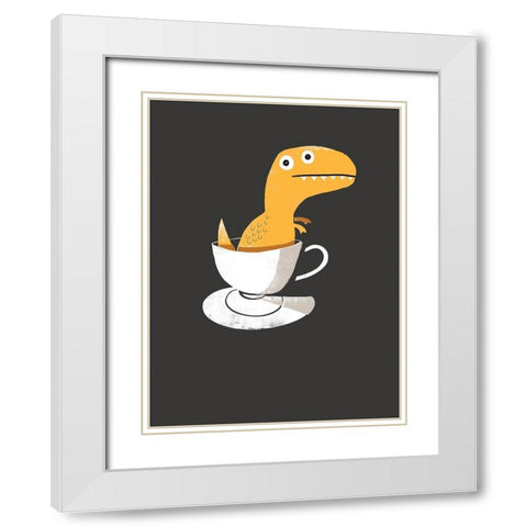 Tea Rex White Modern Wood Framed Art Print with Double Matting by Buxton, Michael