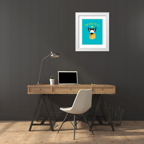 Think Outside The Box White Modern Wood Framed Art Print with Double Matting by Buxton, Michael