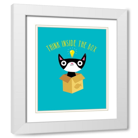 Think Outside The Box White Modern Wood Framed Art Print with Double Matting by Buxton, Michael