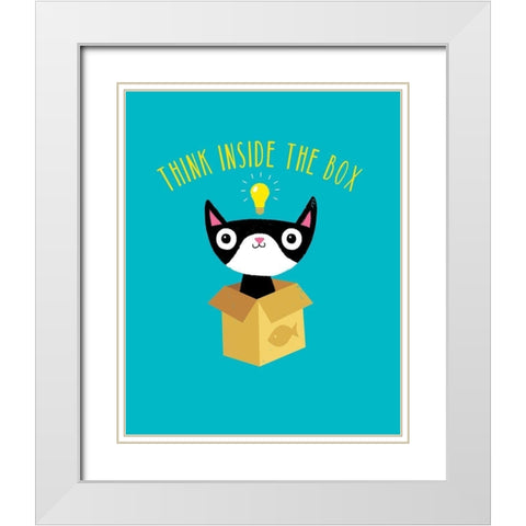 Think Outside The Box White Modern Wood Framed Art Print with Double Matting by Buxton, Michael