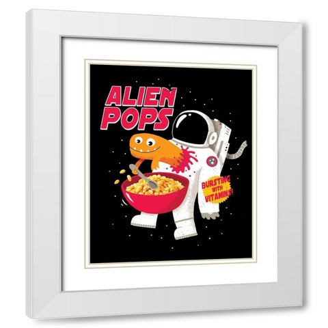 Alien Pops White Modern Wood Framed Art Print with Double Matting by Buxton, Michael