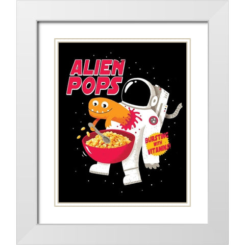 Alien Pops White Modern Wood Framed Art Print with Double Matting by Buxton, Michael