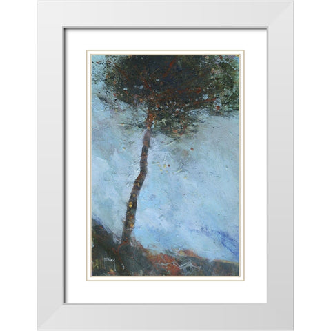 Lone Moorland Pine White Modern Wood Framed Art Print with Double Matting by Bailey, Paul