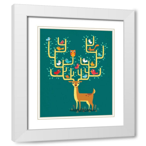 Antler City White Modern Wood Framed Art Print with Double Matting by Buxton, Michael