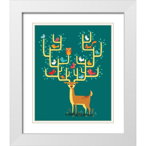 Antler City White Modern Wood Framed Art Print with Double Matting by Buxton, Michael