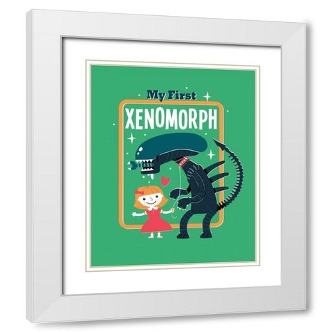 My First Xenomorph White Modern Wood Framed Art Print with Double Matting by Buxton, Michael