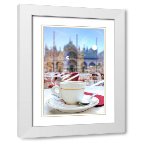 Caffe Florian Sunrise White Modern Wood Framed Art Print with Double Matting by Blaustein, Alan