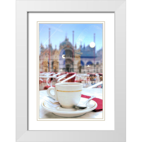 Caffe Florian Sunrise White Modern Wood Framed Art Print with Double Matting by Blaustein, Alan