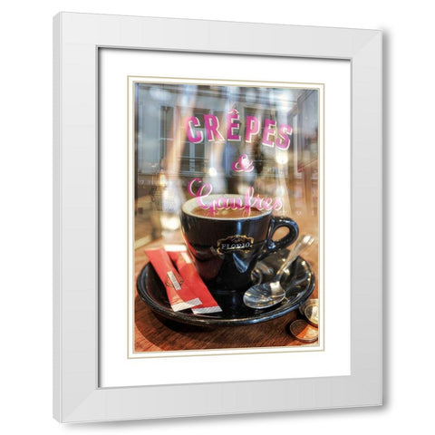 Crepes and Waffle Cafe #1 White Modern Wood Framed Art Print with Double Matting by Blaustein, Alan
