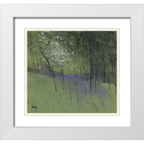 Bluebells White Modern Wood Framed Art Print with Double Matting by Bailey, Paul