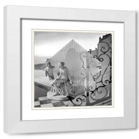 Louvre Chateau 1 White Modern Wood Framed Art Print with Double Matting by Blaustein, Alan