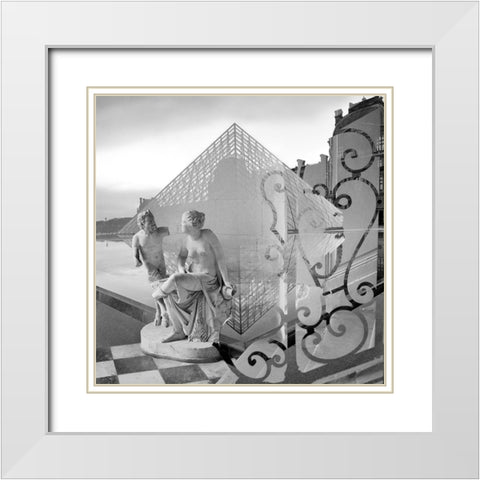 Louvre Chateau 1 White Modern Wood Framed Art Print with Double Matting by Blaustein, Alan