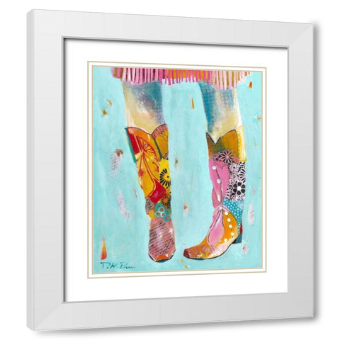 Cowgirl Boots White Modern Wood Framed Art Print with Double Matting by Beer, Pamela K.