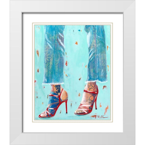 Red Heels White Modern Wood Framed Art Print with Double Matting by Beer, Pamela K.