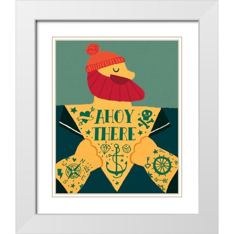 Ahoy There White Modern Wood Framed Art Print with Double Matting by Buxton, Michael