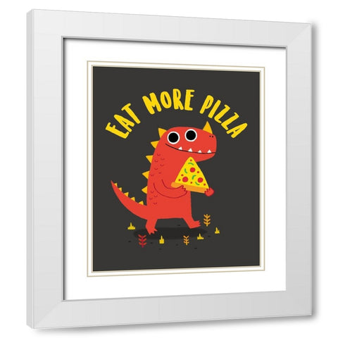 Eat More Pizza White Modern Wood Framed Art Print with Double Matting by Buxton, Michael