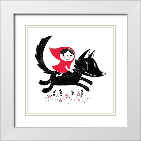 Red Riding White Modern Wood Framed Art Print with Double Matting by Buxton, Michael