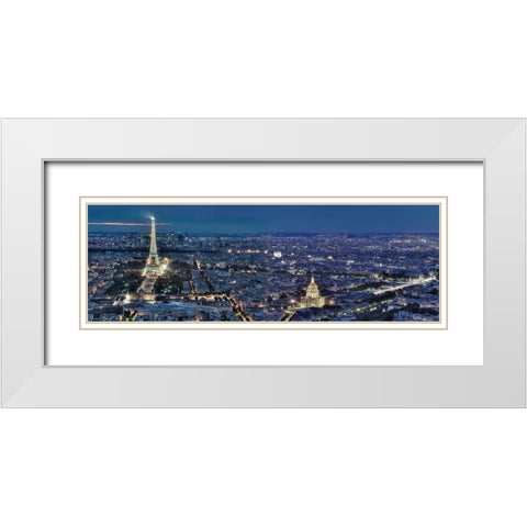Paris Le Nuit No. 1 White Modern Wood Framed Art Print with Double Matting by Blaustein, Alan