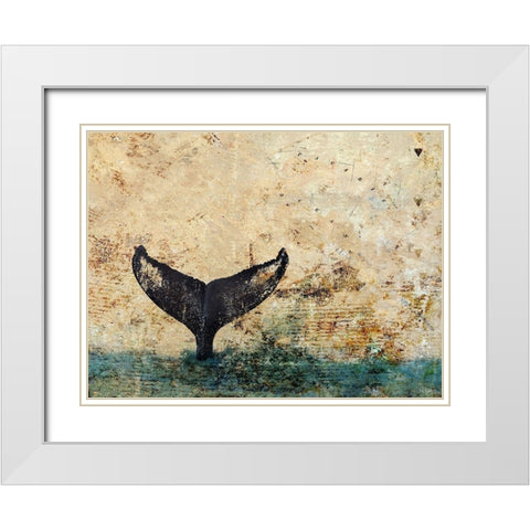 Hawaiian Whale Fluke 1.0 White Modern Wood Framed Art Print with Double Matting by Baran, John