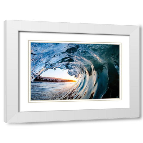 Wave 11 White Modern Wood Framed Art Print with Double Matting by Baran, John