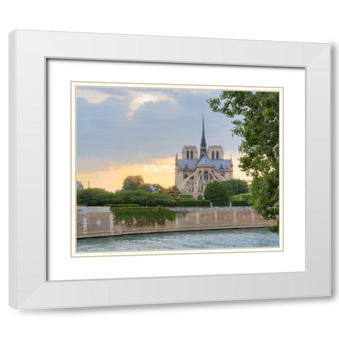 Notre Dame - View from the Seine White Modern Wood Framed Art Print with Double Matting by Blaustein, Alan
