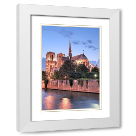 Notre Dame at Dusk White Modern Wood Framed Art Print with Double Matting by Blaustein, Alan