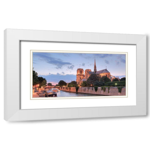 River View - Notre Dame White Modern Wood Framed Art Print with Double Matting by Blaustein, Alan