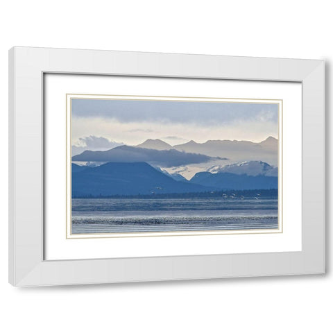 Blue Skylines White Modern Wood Framed Art Print with Double Matting by Burdick, Chuck