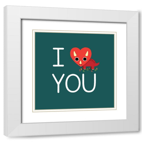 Niceratops White Modern Wood Framed Art Print with Double Matting by Buxton, Michael