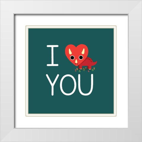 Niceratops White Modern Wood Framed Art Print with Double Matting by Buxton, Michael