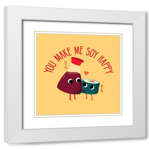 Soy Happy White Modern Wood Framed Art Print with Double Matting by Buxton, Michael