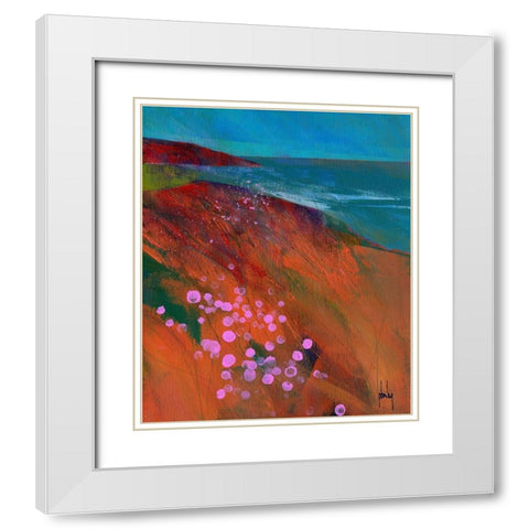 Sea Pinks White Modern Wood Framed Art Print with Double Matting by Bailey, Paul