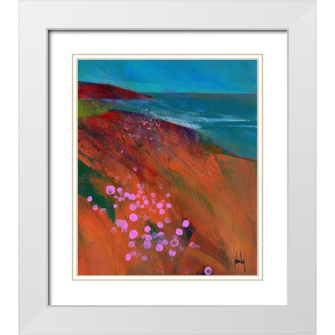 Sea Pinks White Modern Wood Framed Art Print with Double Matting by Bailey, Paul