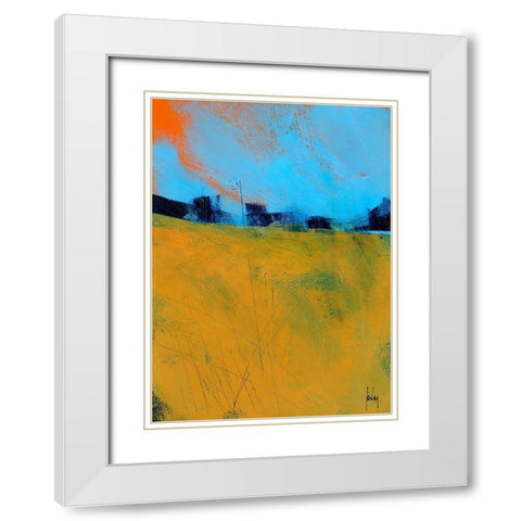 Tiny Orange Sun White Modern Wood Framed Art Print with Double Matting by Bailey, Paul