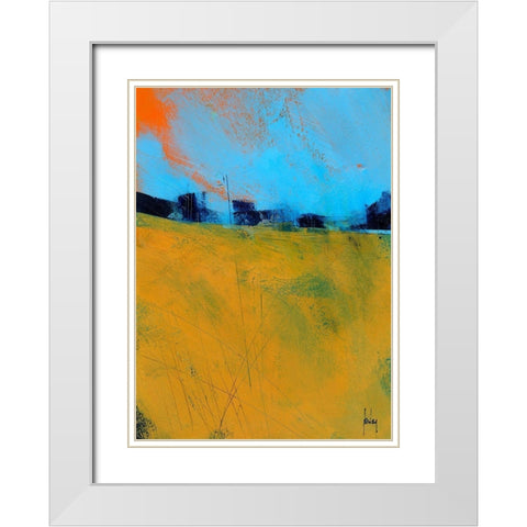 Tiny Orange Sun White Modern Wood Framed Art Print with Double Matting by Bailey, Paul