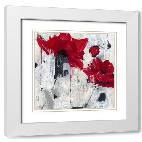Poppy Love White Modern Wood Framed Art Print with Double Matting by Beer, Pamela K.