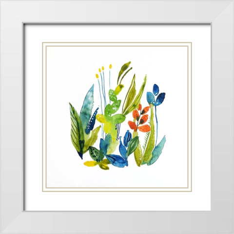 English Garden 1 White Modern Wood Framed Art Print with Double Matting by Binkin, Lesia