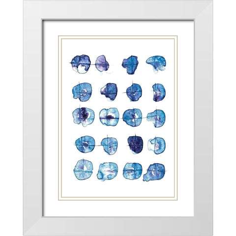 Indigo Pattern White Modern Wood Framed Art Print with Double Matting by Binkin, Lesia
