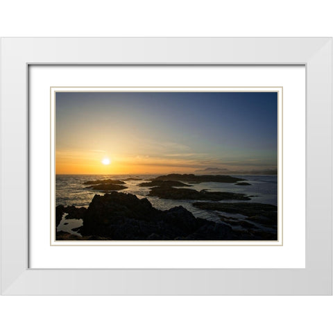 Coastal Waters At Sunset White Modern Wood Framed Art Print with Double Matting by Burdick, Chuck