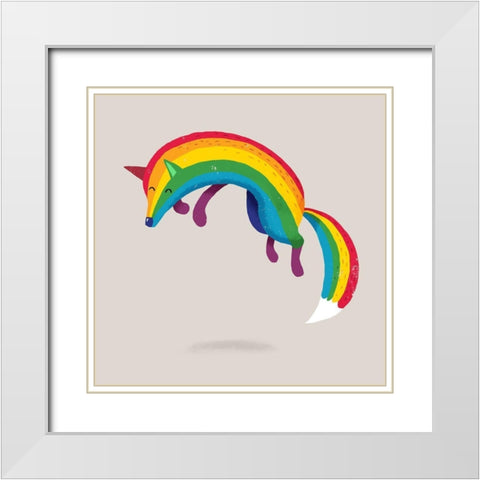 Rainbow Fox White Modern Wood Framed Art Print with Double Matting by Buxton, Michael