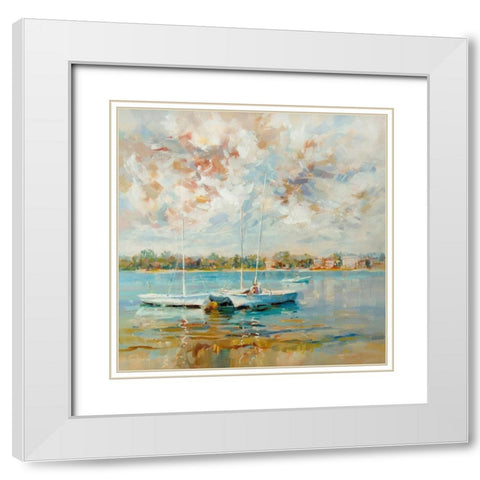 At Waterâ€™s Edge White Modern Wood Framed Art Print with Double Matting by Bruniany, Kasia