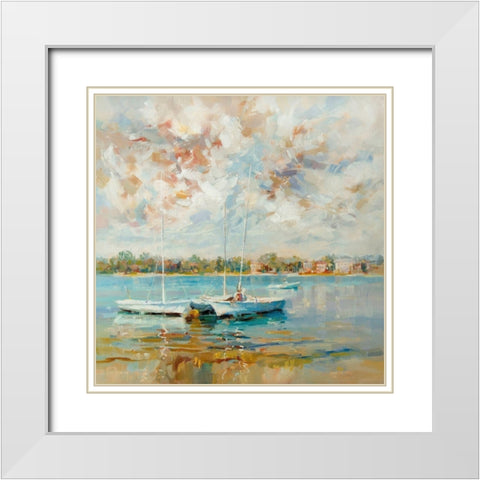 At Waterâ€™s Edge White Modern Wood Framed Art Print with Double Matting by Bruniany, Kasia