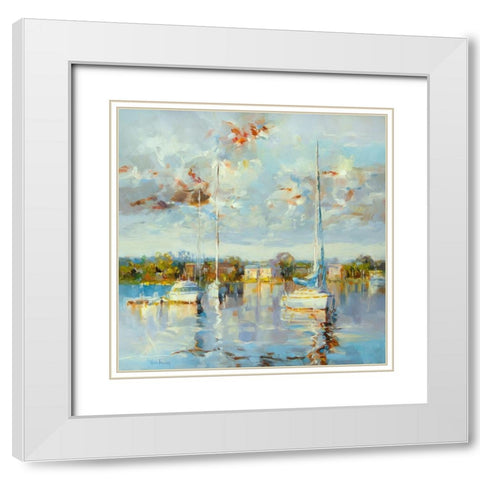 Coastal Calm White Modern Wood Framed Art Print with Double Matting by Bruniany, Kasia