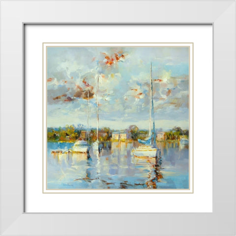 Coastal Calm White Modern Wood Framed Art Print with Double Matting by Bruniany, Kasia