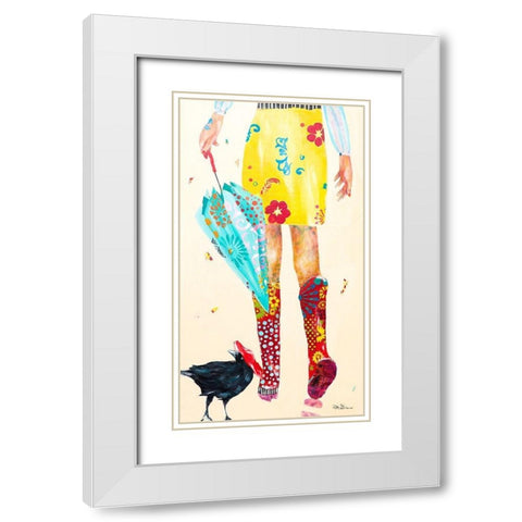 Rainy Day Companions White Modern Wood Framed Art Print with Double Matting by Beer, Pamela K.