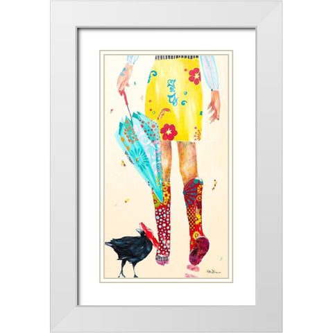 Rainy Day Companions White Modern Wood Framed Art Print with Double Matting by Beer, Pamela K.